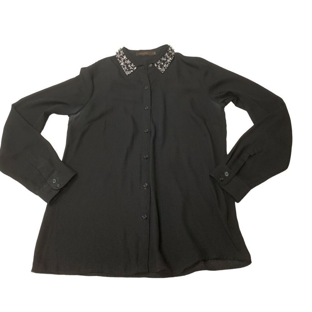 Bling Collar Button Down Blouse - image 1